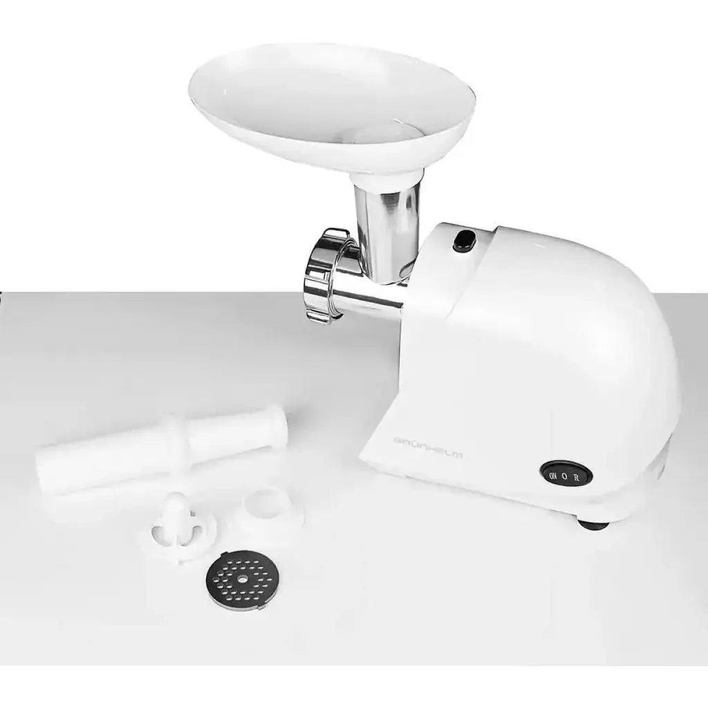 Електрична м'ясорубка Grunhelm AMG143W 2 решітки 1400 Вт Біла - фото 2