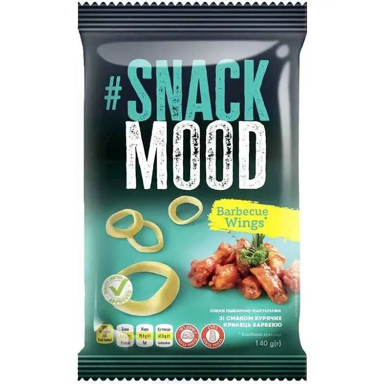 Снеки SNACK MOOD 50г Курячі крильця барбекю з пелет пшенично-картопляні м /уп