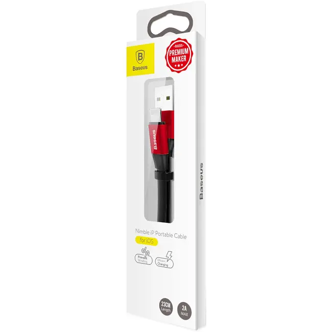 Кабель Baseus Nimble Cable USB to Lightning 2A 0,23m CALMBJ-B91 Black-Red - фото 4