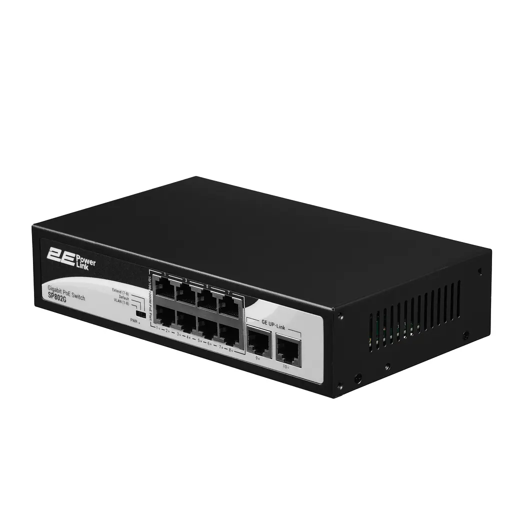 Коммутатор PowerLink SP802G 10xGE (8xPoE, 2xUplink), 120Вт, Неуправляемый 2E teh0018109 - фото 2