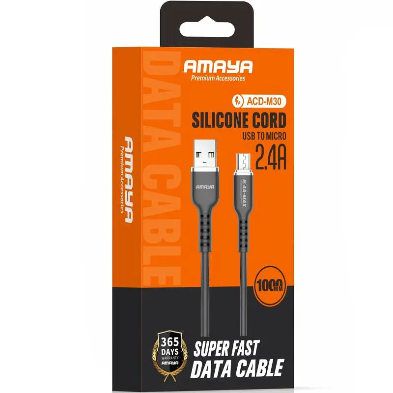 Дата кабель Amaya M30 USB to MicroUSB 2.4A (1m) Black - фото 2