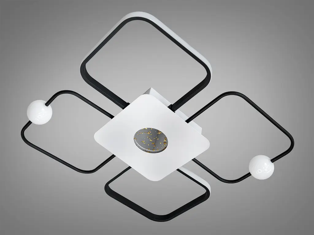 Люстра стельова LED Diasha MX2990-2+2B WH+BK, 55W, чорна+біла, сучасний стиль для вітальні, спальні, кухні, 60 см - фото 3