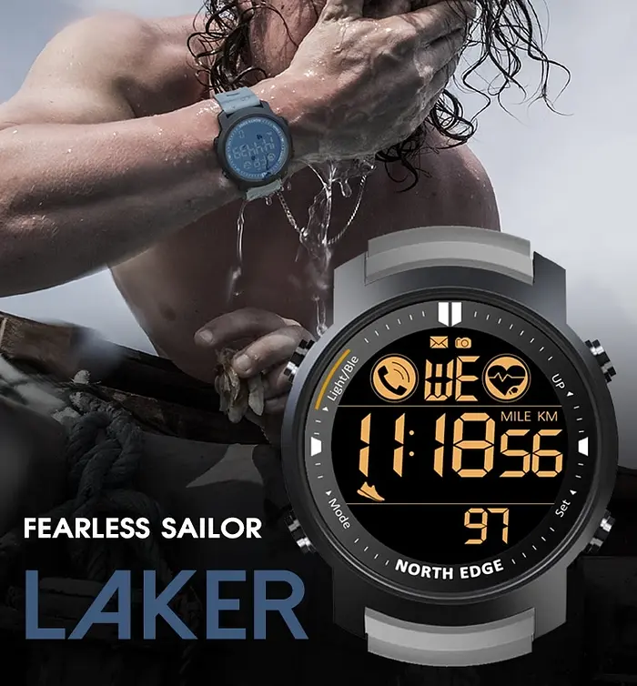 Наручний годинник чоловічий North Edge Laker Black 5BAR Чорний (2704) - фото 6