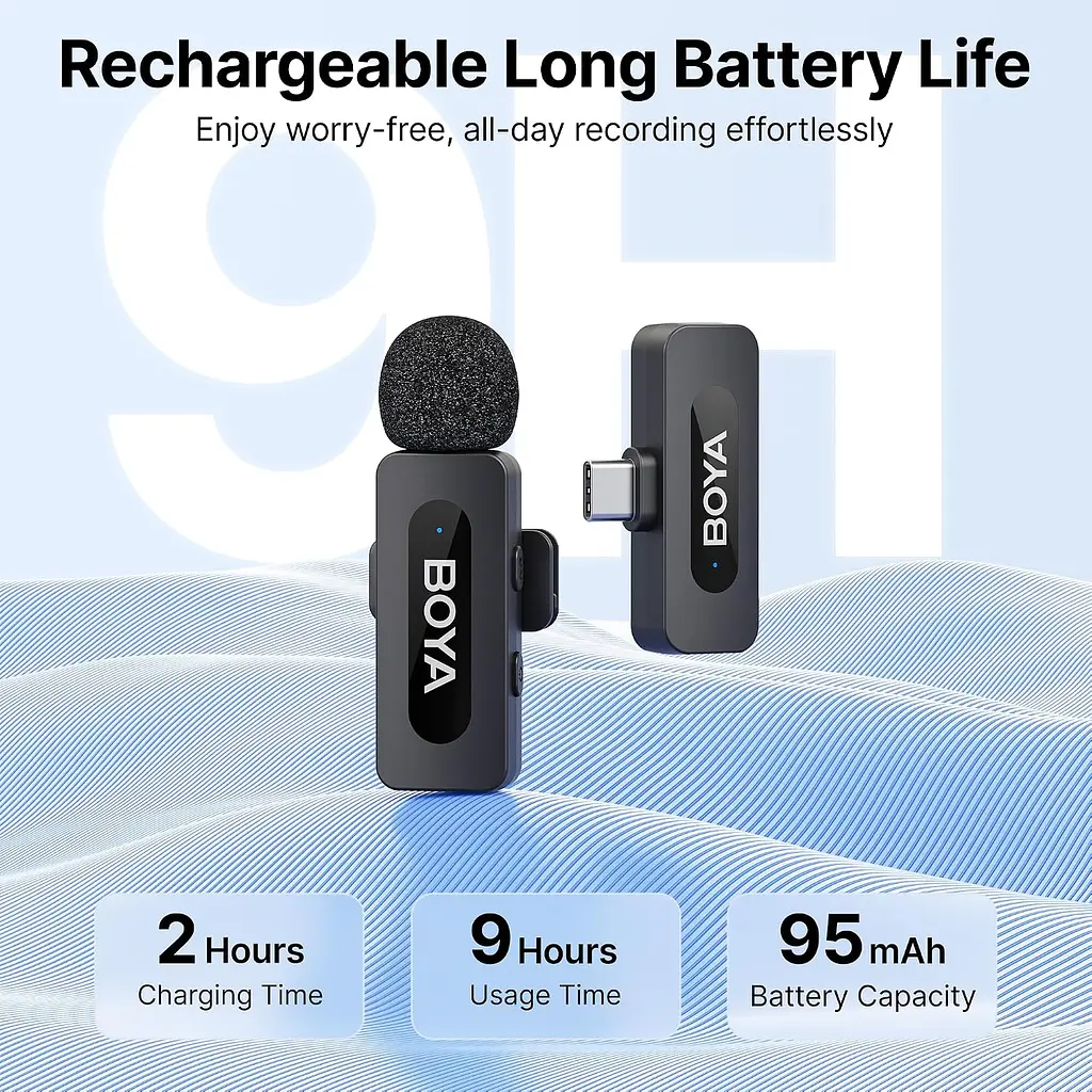 Професійний петличний бездротовий мікрофон Boya BY-V10 V2.0 Роз'єм Type-C Black (18872-prm) - фото 2