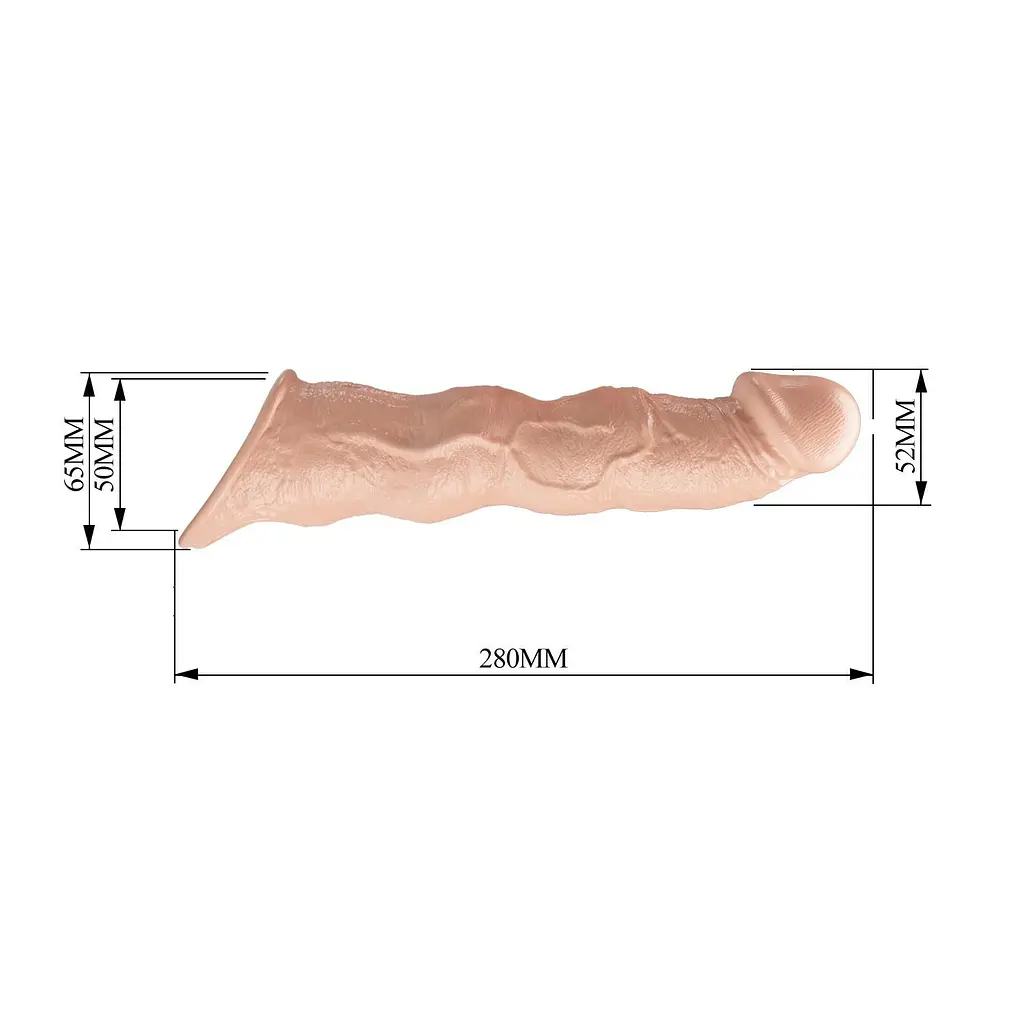 Насадка на пеніс Pretty Love Extension Penis Sleeve Blocks, 28 см (тілесний) - фото 6