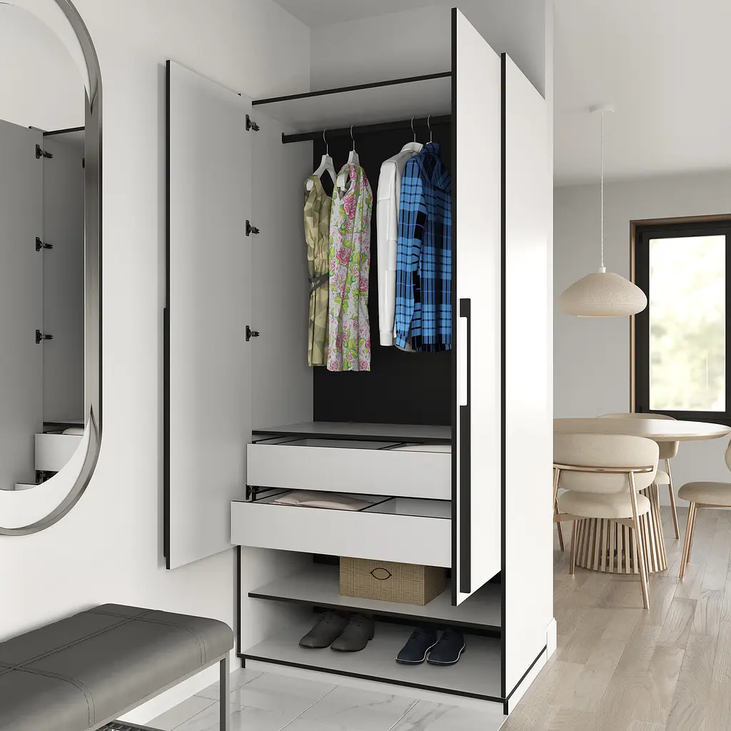 Шафа для одягу Flamecame зі штангою на 2 двері у передпокій FR-04 Кверкус - фото 5