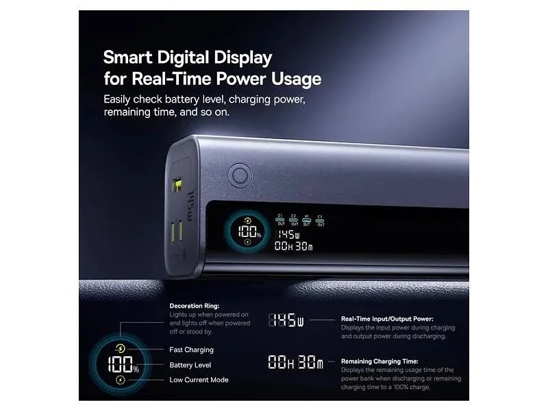 Зовнішній акумулятор (Power Bank) BASEUS EnerGeek GR11 20000mAh 145W Space Grey (E0027B01) - фото 7