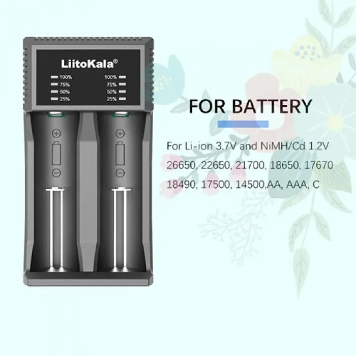 Зарядное устройство для аккумуляторов LiitoKala Lii-C2 для Li-Ion Ni-Mh/Ni-Cd АКБ LED 2 канала - фото 5