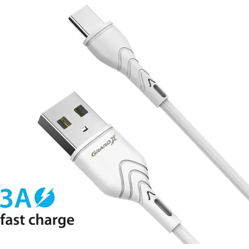Зарядний пристрій Grand-X Quick Charge QС3.0, + cable USB -> Type C 1m white (CH-550WT) - фото 3