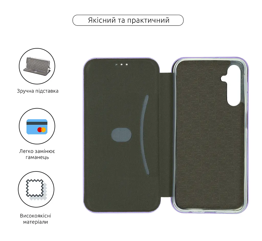 Чехол-книжка для Samsung Galaxy A24 4G (A245), G-Case, фиолетовый, кожаный чехол-книга из экокожи (PU) и TPU, с магнитом, с подставкой и вместительным кардхолдером, противоударный, защита всего корпуса, ArmorStandart (ARM68182) - фото 3