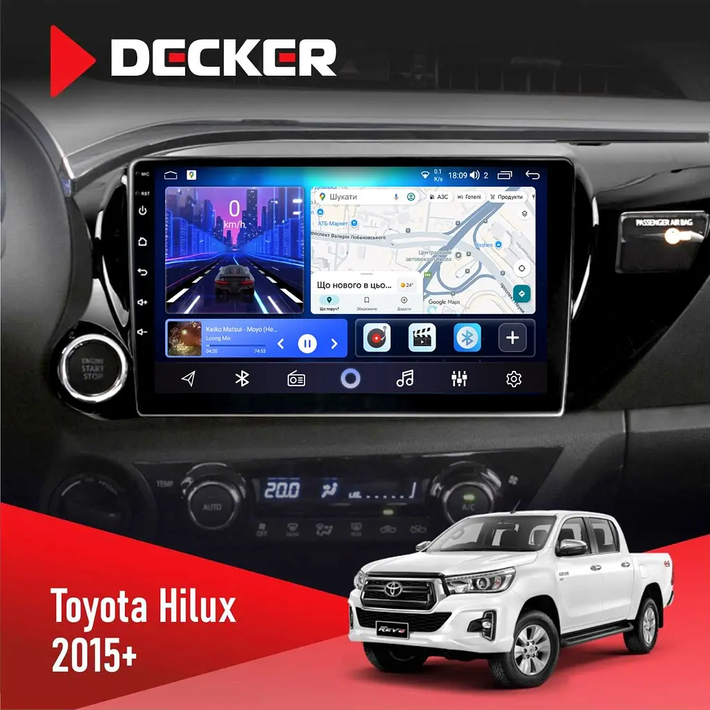 Штатна магнітола Toyota Hilux 2015-2020 Decker D10-006 4x64, 4G Decker (НФ-00009545)