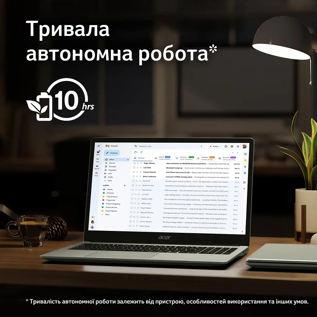 Ноутбук Acer Chromebook CB315-4HT 15' FHD IPS Touch, Intel C N4500, 8GB, F128GB, UMA, ChromeOS, серебристый (NX.KBAEU.001) - фото 6