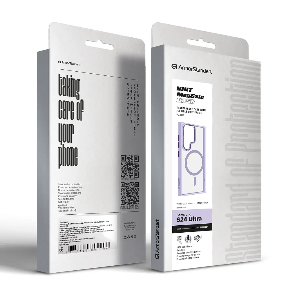 Чехол Samsung Galaxy S24 Ultra 5G (SM-S928), Unit MagSafe, фиолетовый, прозрачный, магсейф, противоударный, магнитный, панель-накладка с поддержкой MagSafe, с поддержкой беспроводной зарядки, TPU+PC, защита всего корпуса, ударопрочный - фото 6