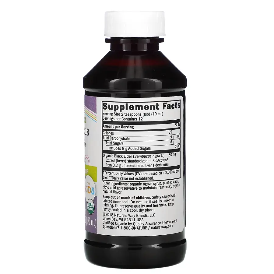 Натуральна добавка Nature's Way Organic Sambucus for Kids Standardized Elderberry Ягода 120 мл - фото 2