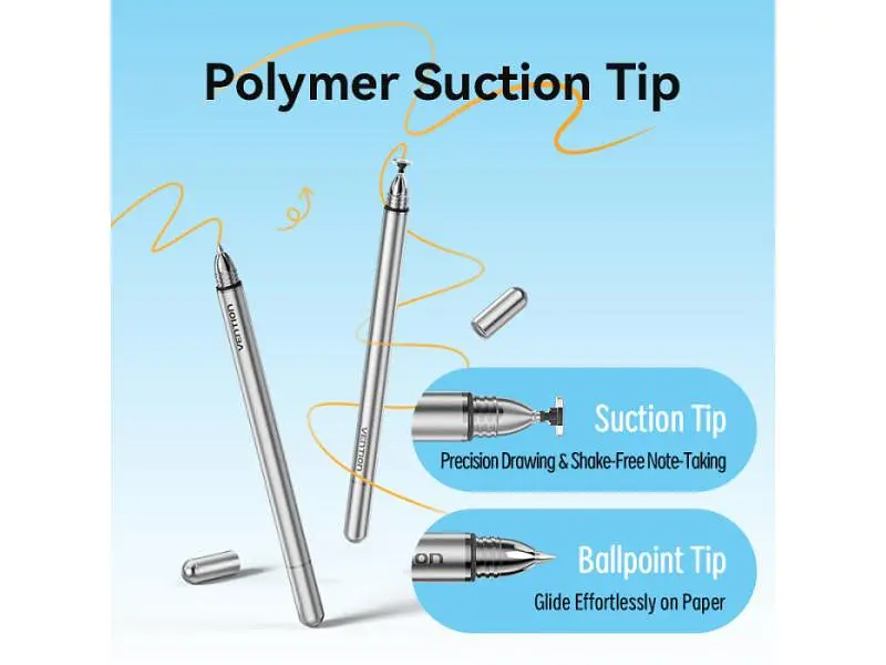 Стилус Vention 2-in-1 Stylus Pen Gray Aluminum Alloy Type (KQMH0) - фото 10