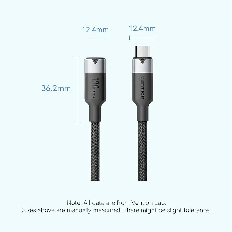 Кабель Vention USB Type-C - USB Type-C (M/F), 100W, 5A, 0.5 м, Black (TRFBD) - фото 6