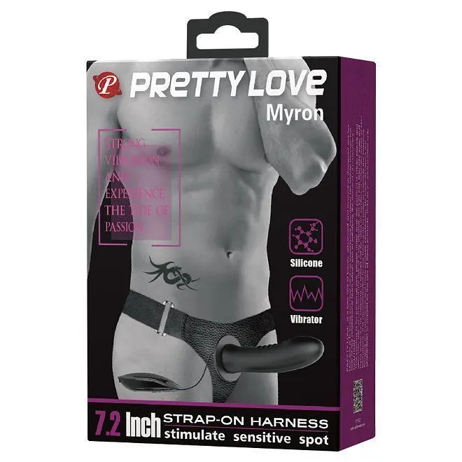 Страпон з вібрацією для чоловіків Pretty Love Myron 7,2 , 18 см - фото 10