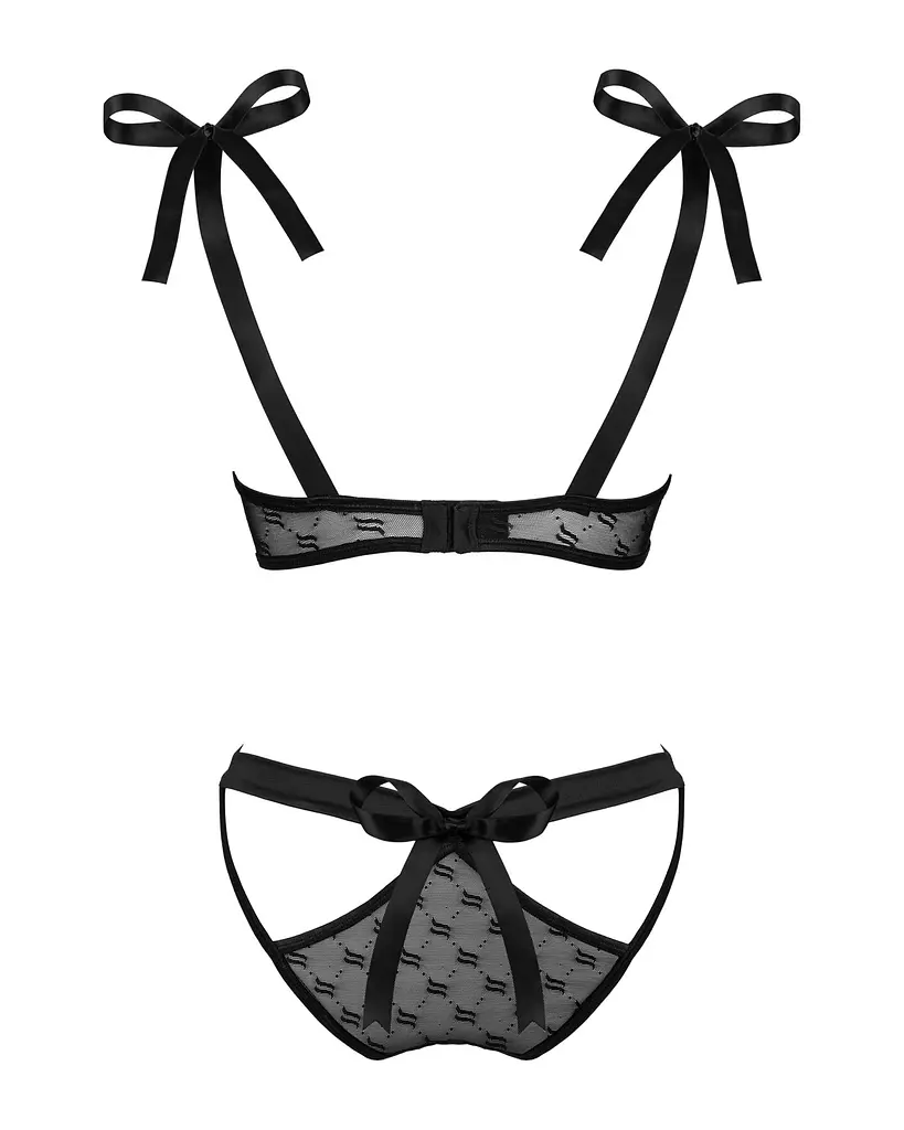 Напівпрозорий еротичний комплект Obsessive Obsessivia 2-pcs set black S/M, бюстгальтер та трусики - фото 6