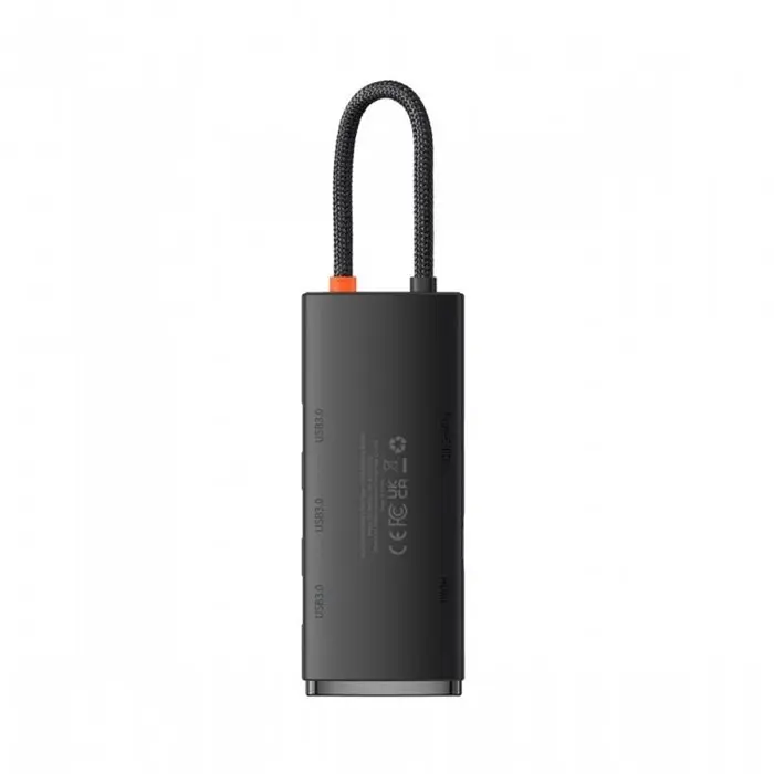 Хаб Baseus Lite Series 5-Port Type-C HUB Docking Station Type-C to HDXiaomi+USB3.0*3+PD WKQX040001 Black - фото 2
