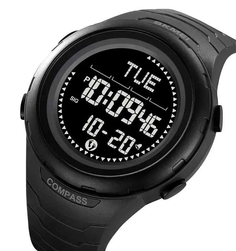 Годинник чоловічий наручний спортивний Skmei 2166 Compass з компасом і крокоміром (Чорний) - фото 2