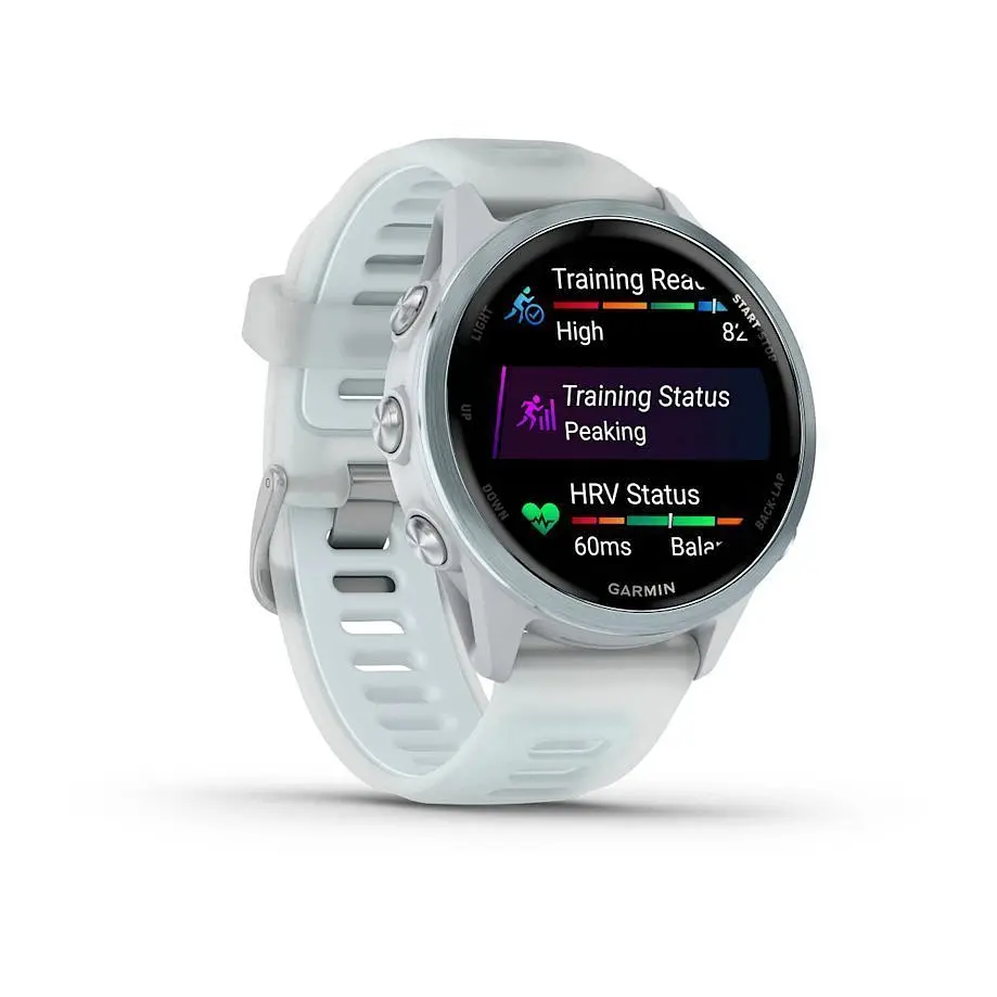 Смарт-часы Garmin Forerunner 570 (42 мм) алюминиевый безель небесно-голубой с бело-голубым ремешком - фото 2