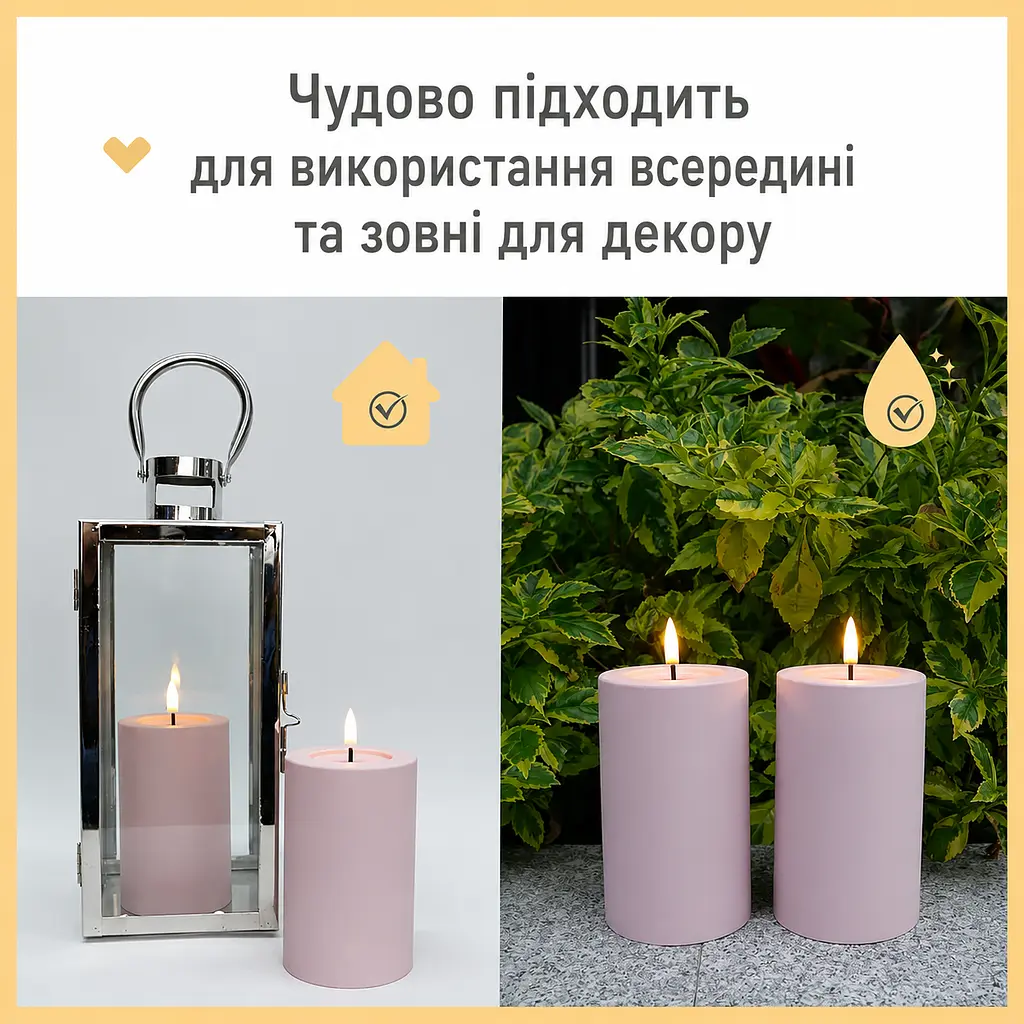 Декоративні безполумяні LED свічки LUCOZA водостійкі IP44 з пультом і таймером набір з 2 шт рожеві (SKU-075) - фото 4