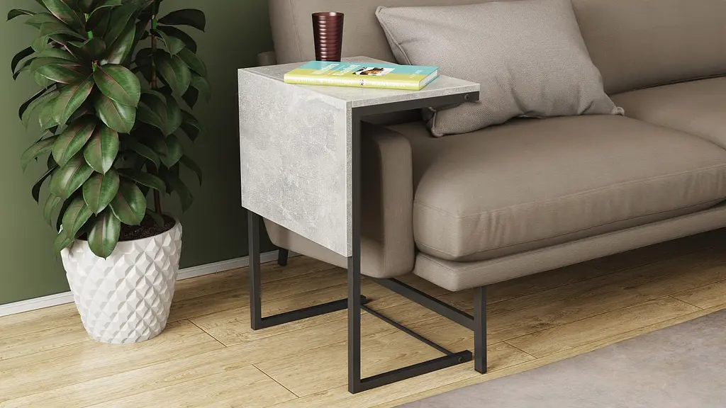 Стол журнальный приставной Терри Комбо Ferrum-decor 345x662x440 Черный металл ДСП Бетон 16 мм (FRD-105142) - фото 3