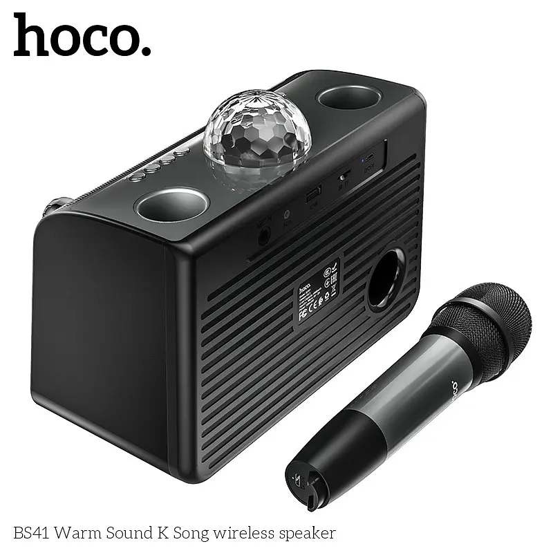 Портативна акустика Hoco Warm Sound K Song wireless speaker BS41 з мікрофоном 20W - фото 7