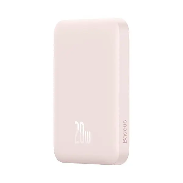 Магнітний портативний павербанк з бездротовою зарядкою Baseus Magnetic 20 W 6000 mAh для iPhone рожевий - фото 3
