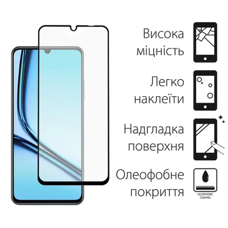 Скло захисне Dengos Ful Glue Realme Note 50 (black) (TGFG-371) - фото 2