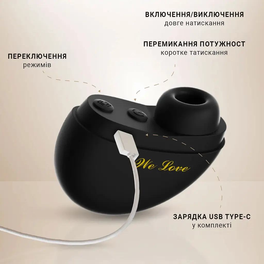 Стимулятор клитора вакуумно-волновой вуманайзер Portable Sucker 10 режимов USB Type-C зарядка Белый - фото 2