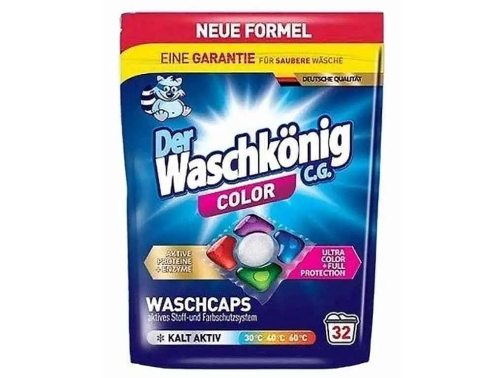 Капсули для прання WASCHKONIG 32шт гелеві п'ятикоміркові COLOR