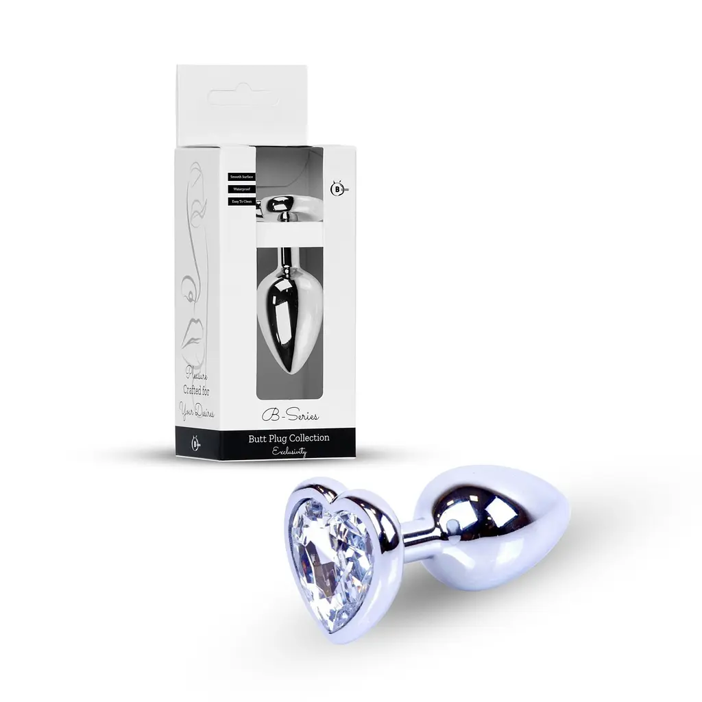 Анальна пробка із кристалом B-Series Jewellery Silver Heart PLUG Clear, 7х2.7 см, прозорий - фото 8