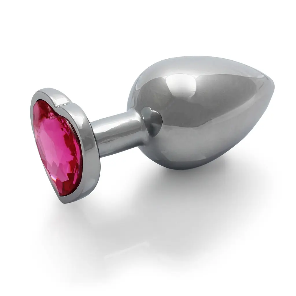 Анальна пробка Ouch! Heart Gem Butt Plug Small, 6.9 см (сріблястий) - фото 3