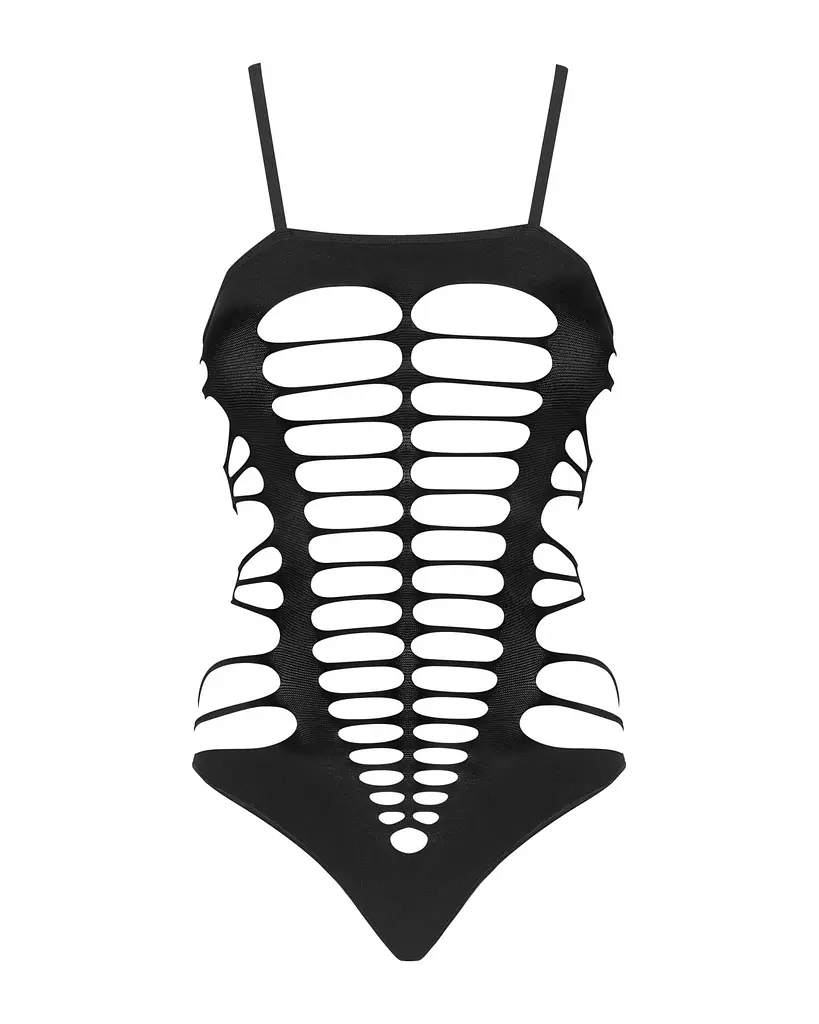 Бодістокінг із поперечними вирізами Obsessive B122 teddy S/M/L, чорний - фото 5