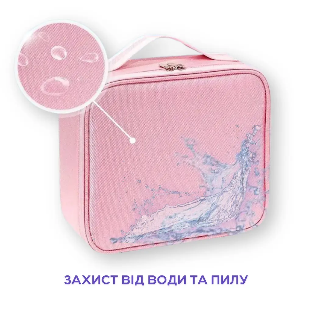 Органайзер з великим дзеркалом і кейсом для пензликів 26x23x11 см, рожевий (6187371858) - фото 7