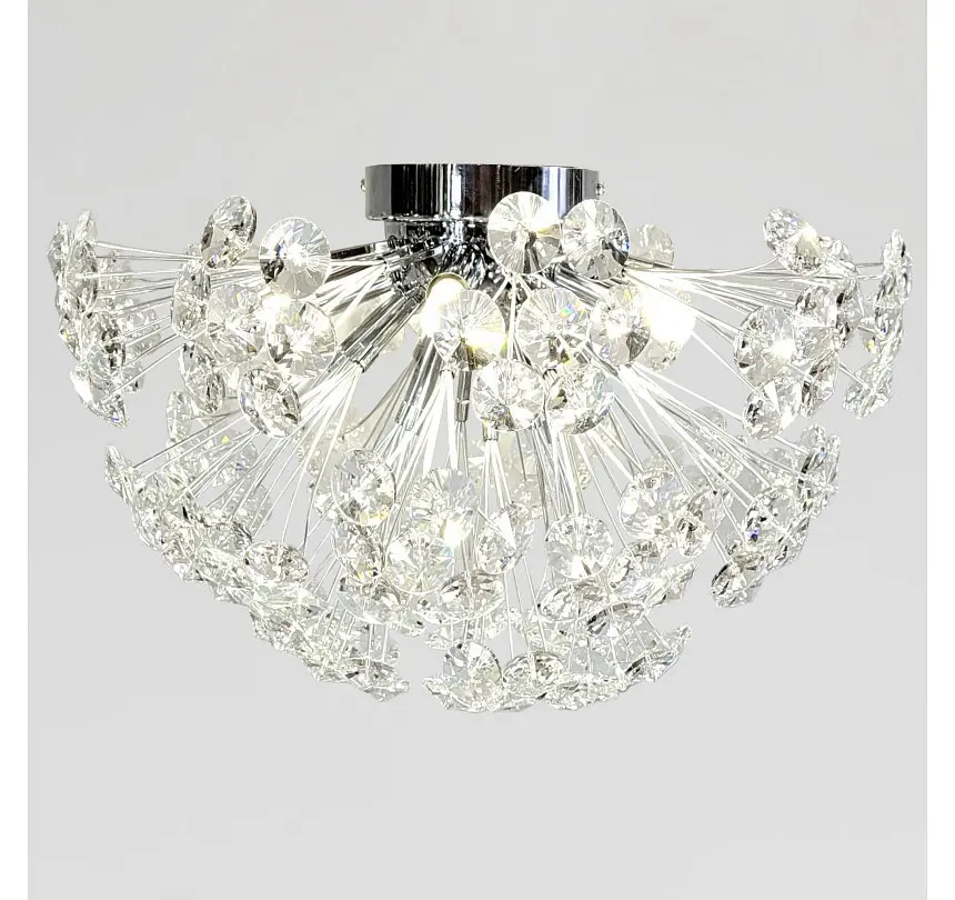 Компактна хромована стельова люстра з прозорими кристалами Artlight 21623-420CH - фото 4