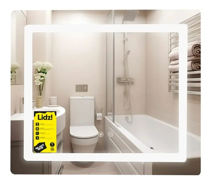 Дзеркало Lidz Kubis (KU2) 600х700 мм, прямокутне, з LED-підсвічуванням Touch LDKU60070049286 - фото 2