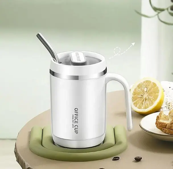 Кухоль office cup 500 мл для кави чаю з вакуумною ізоляцією нержавіюча сталь 304/PP white - фото 9