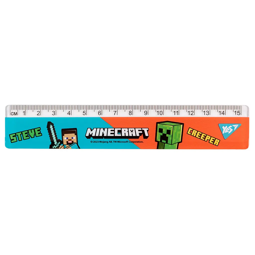 Лінійка пласт. 15см Yes Minecraft,блакитно-червона 370654