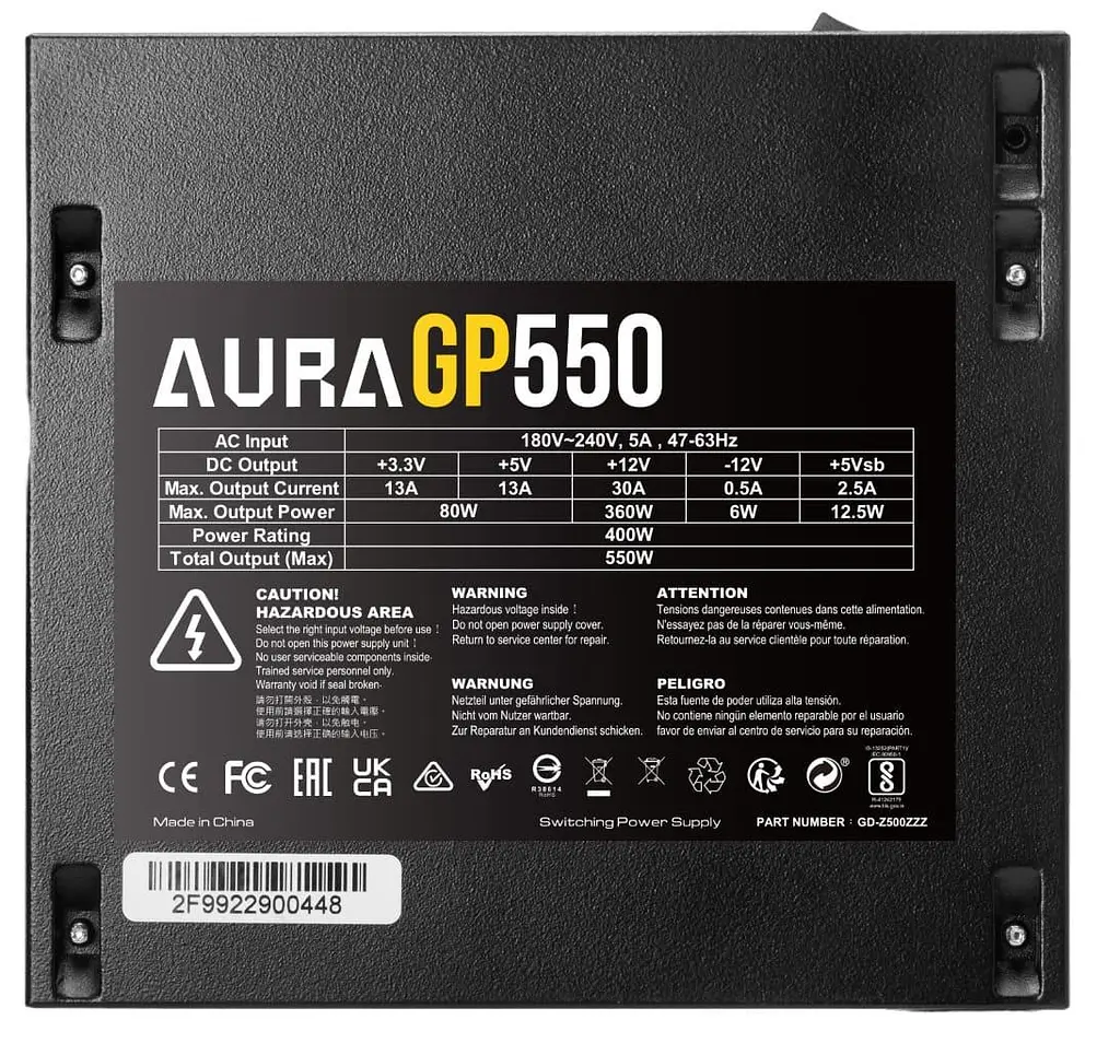 Блок живлення GAMDIAS AURA GP550 550W 80+ Bronze (4712960136984) - фото 5