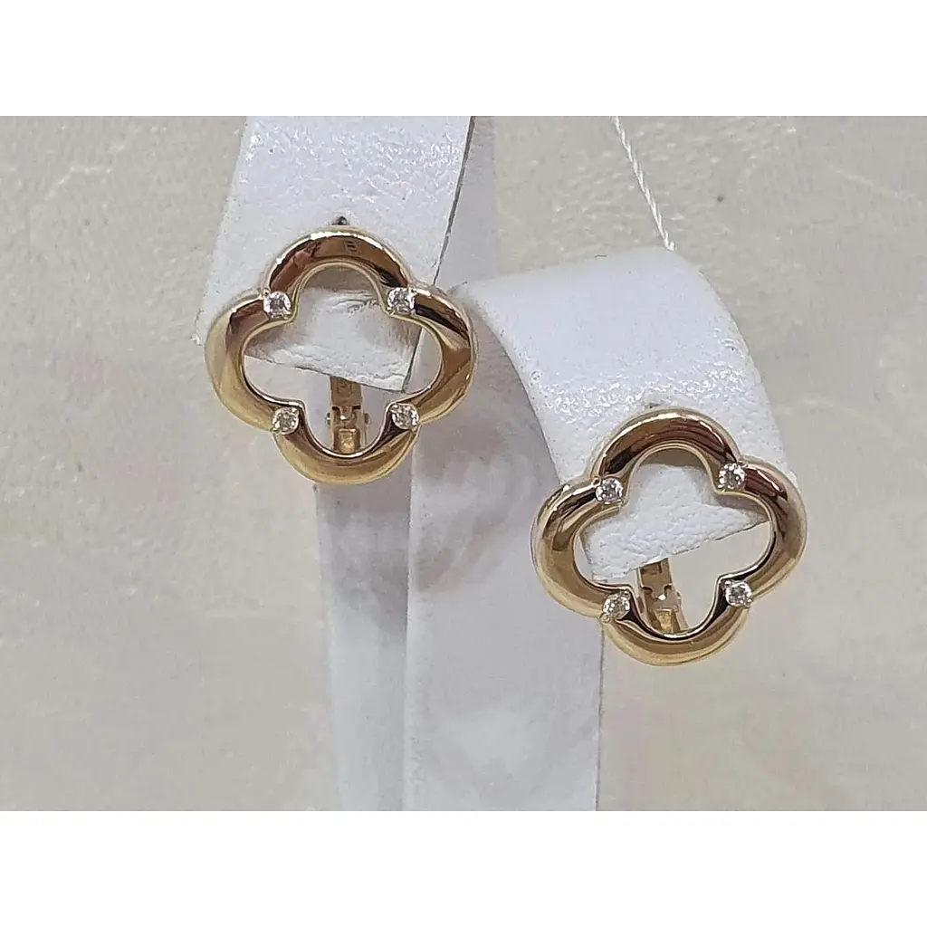 Золоті сережки Імперія золота Конюшина з фіанітами. СВ1428ЛИ - фото 4