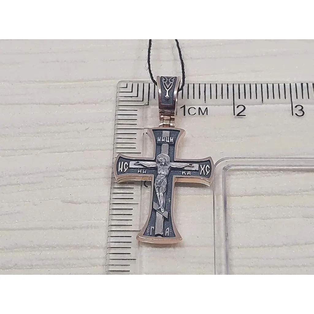 Золотой крестик Харьковская ювелирная фабрика. Распятие Христа. 11537-Ч - фото 4