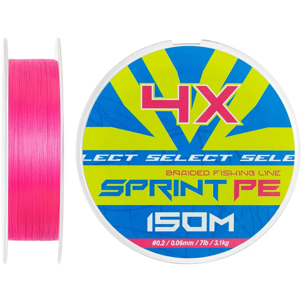 Шнур Select Sprint PE 4X Pink 150m #0.2/0.06mm 7lb/3.1kg - фото 1