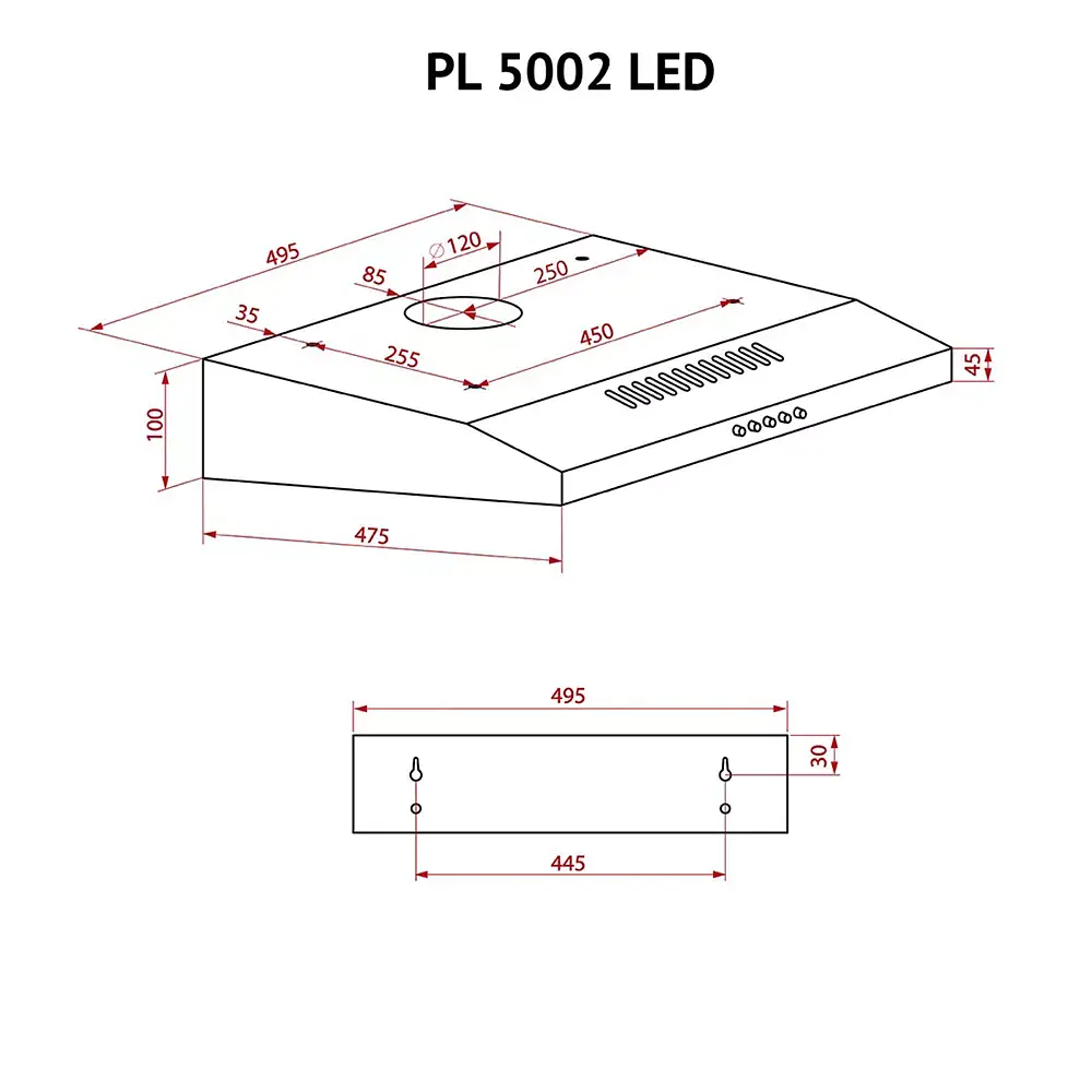 Витяжка плоска Perfelli PL 5002 W LED - фото 10