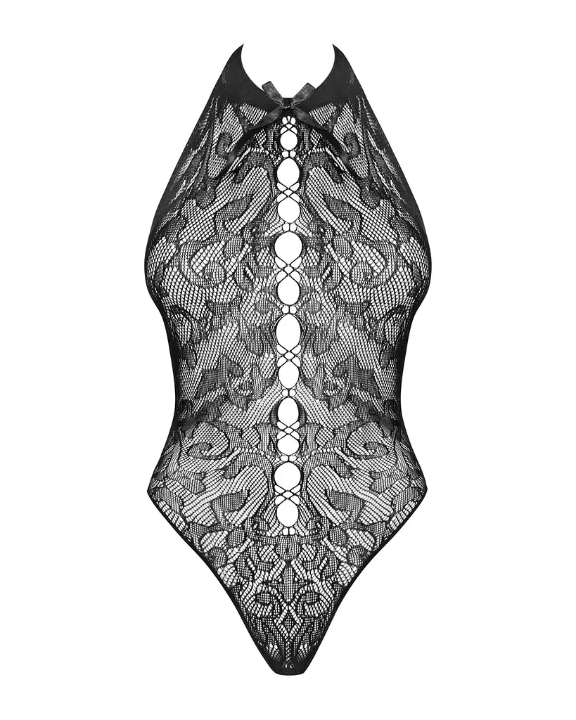 Бодістокінг з великими осередками та відкритою спиною Obsessive B119 teddy S/M/L, халтер - фото 5