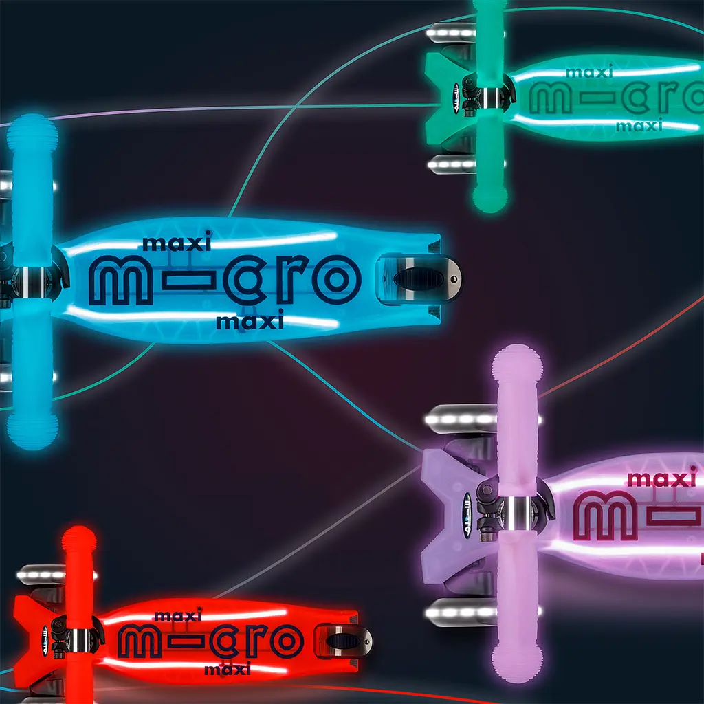 Самокат детский Micro Maxi Deluxe Glow LED Plus 3-колесный красная аура (MMD379) - фото 7
