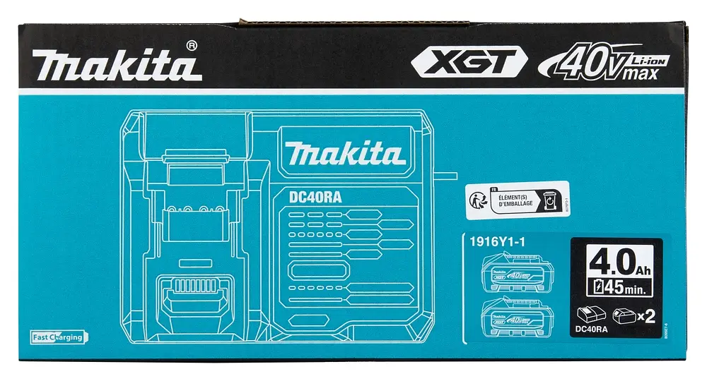 Набір акумуляторів BL4040F (2 шт) та зарядний пристрій для продукції Makita XGT 40 В (1916Y1-1) - фото 3