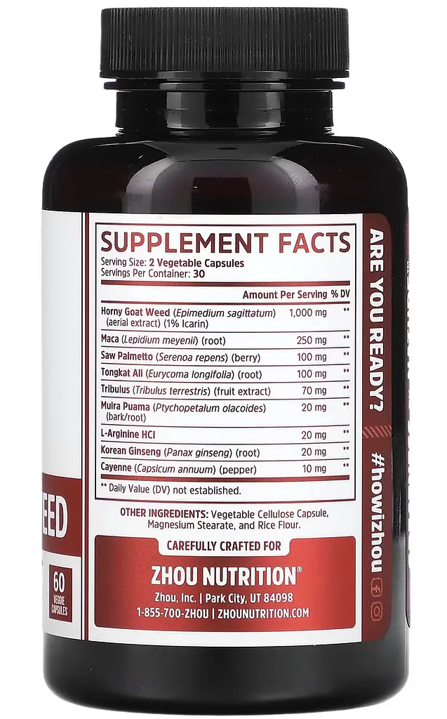 Комплекс для сексуальної енергії з горянкою (Horny Goat Weed) 60 капсул Zhou Nutrition - фото 2