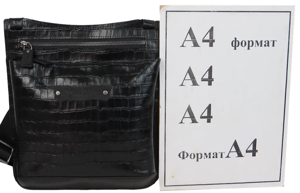 Мужская кожаная наплечная сумка под крокодила черная Mykhail Ikhtyar sum0028768 - фото 10